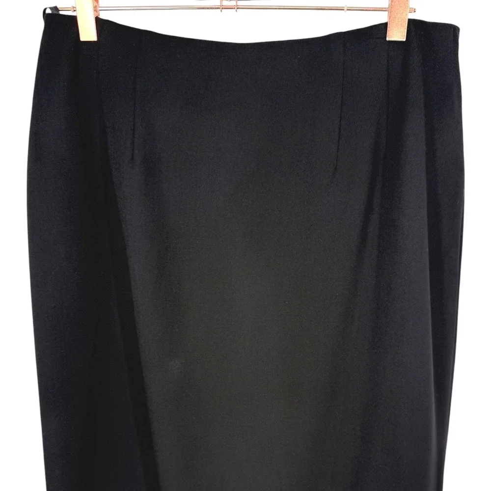 NWT Lauren Ralph Lauren Black Wool Tudor Wrap Maxi Skirt Frog Toggles Size 10 - Picture 6 of 12